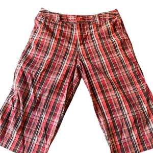 White Stag Orange Plaid shorts Women's size 10 bermuda 15" long